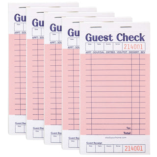 Pink Guest Check Books for Servers (5 Pack) Server Note Pads by Stock Your Home – 5 Pack, Paper, Pink, Pack of 5