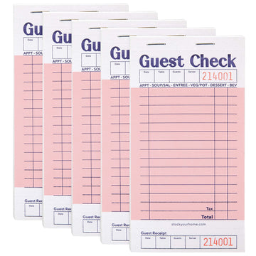 Pink Guest Check Books for Servers (5 Pack) Server Note Pads by Stock Your Home – 5 Pack, Paper, Pink, Pack of 5