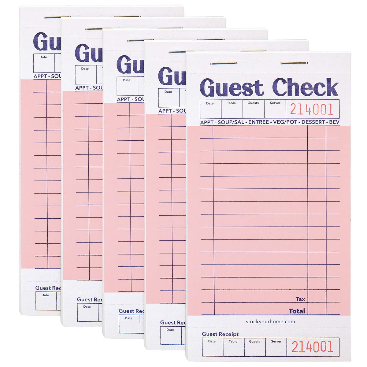 Stock Your Home 5 Pack / Pink / 5 Guest Checks