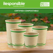 Smooth Insulated Paper Hot Cups (squat) by Responsible Products – 8 Ounces, Paper, Brown, Pack of 500, Model RP-SDC08-90-500