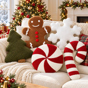 Memorywuu Christmas Throw Pillow Set, 5 Pack, Gingerbread and Tree Design