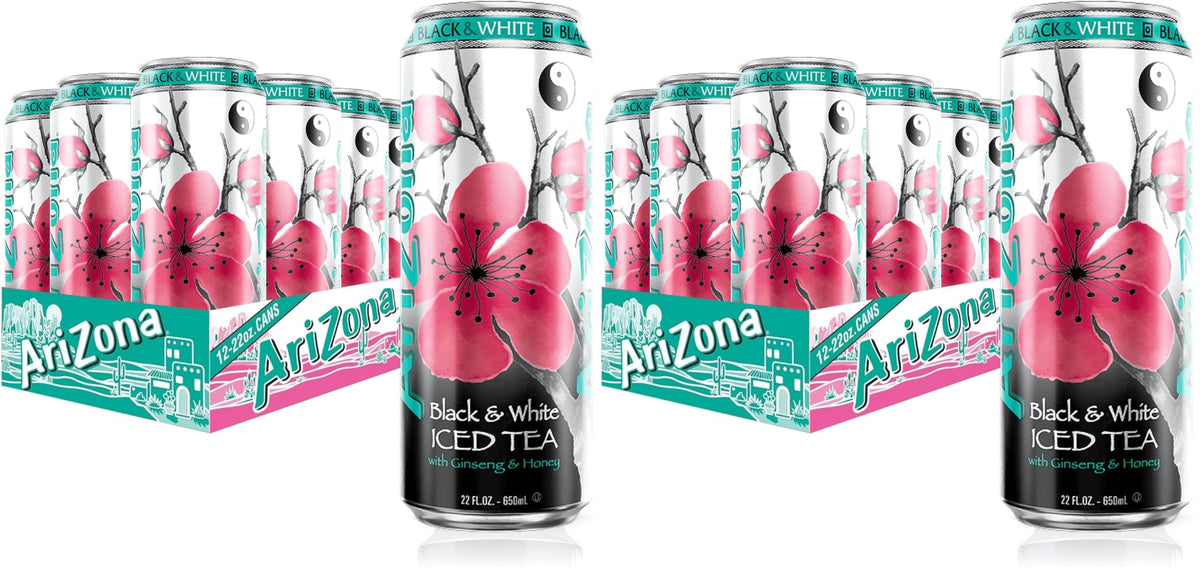 AriZona Black and White Tea / 22 Fl Oz (24 Pack) / 24 Black