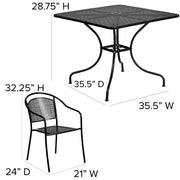 Flash Furniture Black / 35.5" / 4 Round Chairs + Square Table Dining Sets