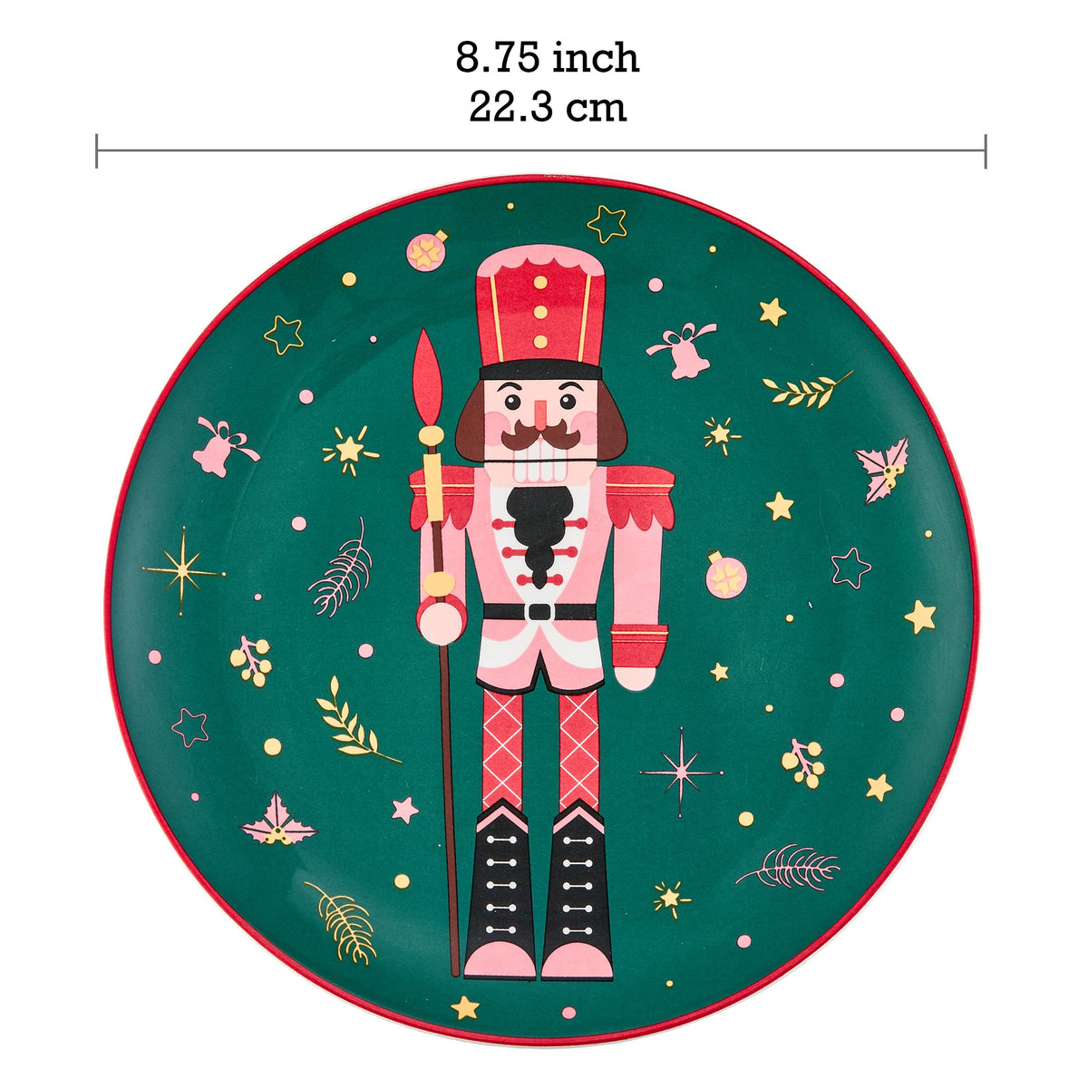 Bico Christmas Soldier Salad Plates, 8.75 Inch Ceramic, Set of 4