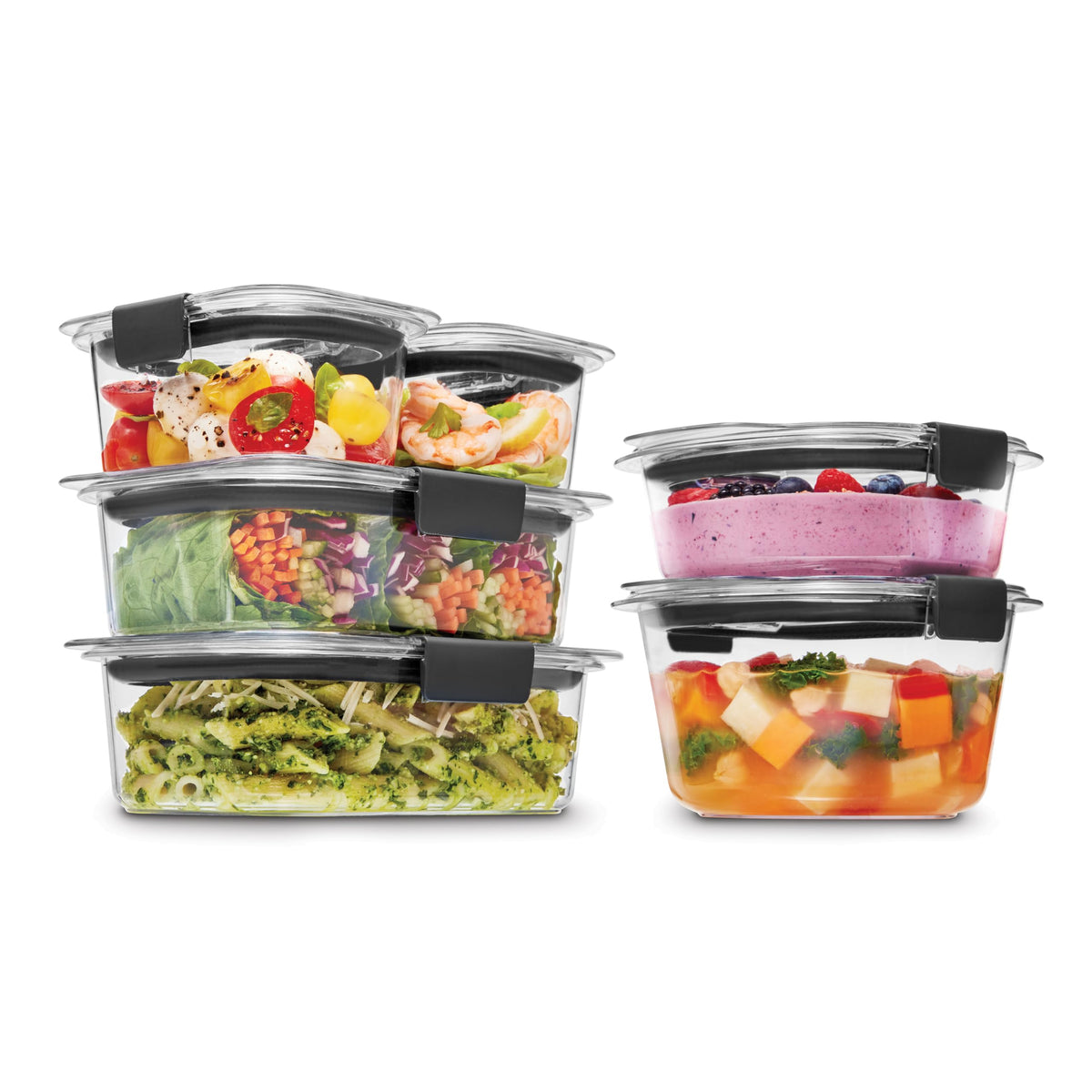 ® Round and Rectangular Leak Proof Food Storage Containers by Rubbermaid – 12-Piece, Plastic, Clear, Pack of 12, Model 2201909