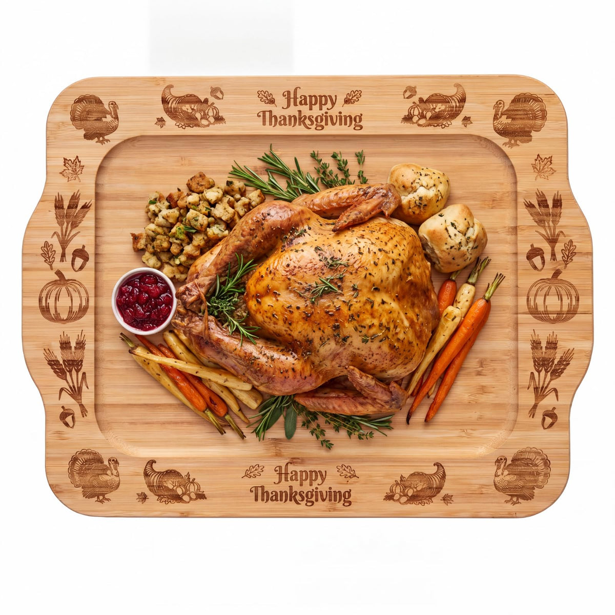 Generic Thanksgiving Bamboo Charcuterie Board, 15 x 11.6 Inch, Natural