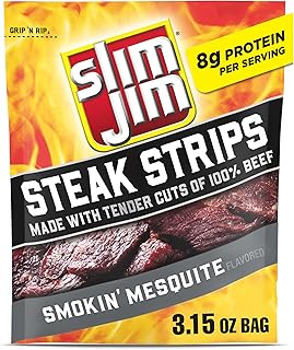 Slim Jim Smoked Steak Strips, Smokin' Mesquite Flavor, 3.15 oz., 1-ct