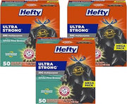 Hefty Ultra Strong Trash Bags, Large, White Pine Breeze | 30 Gallon | Multipurpose | Black | 50 Count, Pack of 3