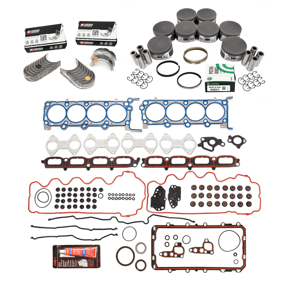 Mizumo Auto Main Bearings 0.25mm | Rod Bearings 0.25mm / Piston Set Standard Size / 1 Engine Kit Gasket Sets