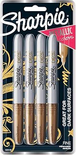 Sharpie Metallic Fine Point Permanent Marker, Gold, 4 Count