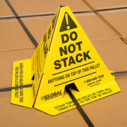 Trilingual "Do Not Stack" Printed Pallet Cones by Global Industrial – 8 x 8 x 10, Corrugated Cardboard, Yellow, Model 412402