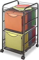 Safco Onyx Rolling Cart with 2 File Drawers, Fits Letter-Size Hanging Folders, Durable Steel Mesh Construction, Black
