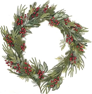 Home Decoration 2.2M Artificial Pine Wreath Garland with Red Berries Luxury Garland for Christmas Fireplace Wedding Decoration