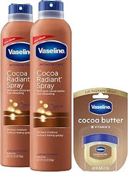 Vaseline Cocoa Radiant Spray Body Lotion 2-Pack + Mini Lip Therapy for Soft, Glowing Skin & Lips