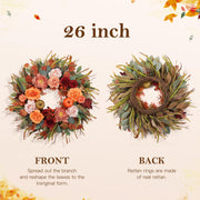 Hey Beky Autumn Wreath, 26 Inch Diameter, Pink Harvest