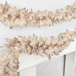 Turnmeon Maple Leaf Garland, 6 Ft 2 Pack Grey White, Fall Decor