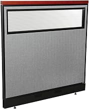 Global Industrial 48-1/4"W x 47-1/2"H Deluxe Office Partition Panel with Partial Window & Pass-Thru Cable, Gray