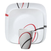 16-Piece Square Dinner Set by Corelle – Glass, Black, Model 1092926