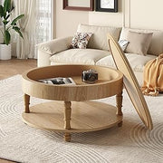 Coffee Tables for Living Room, Coffee Table, Mesa de Centro - 31.5in | 31.5in round coffee table with storage: hidden compartment under lift-top, open shelf. Adjustable feet. Easy assembly.