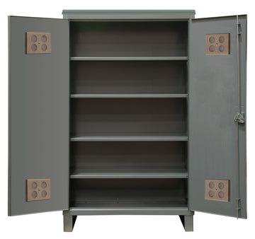 Extra Heavy Duty Welded 12 Gauge Steel Outdoor Shelf Cabinet by Durham – Alloy Steel, Grey, Model HDCO246078-4S95
