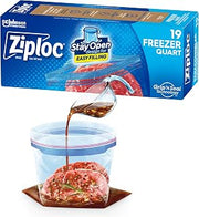 Ziploc Quart Food Storage Freezer Bags, New Stay Open Design with Stand-Up Bottom, Easy to Fill, 19 Count
