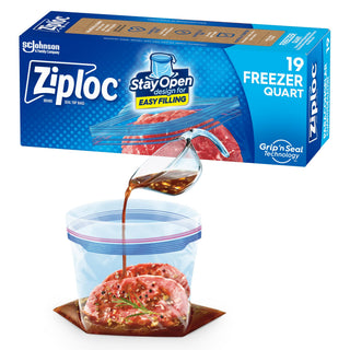 Quart Food Storage Freezer Bags by Ziploc – 19 Count, 1.0 quarts, Plastic, Blue, Model KA-APDL-55