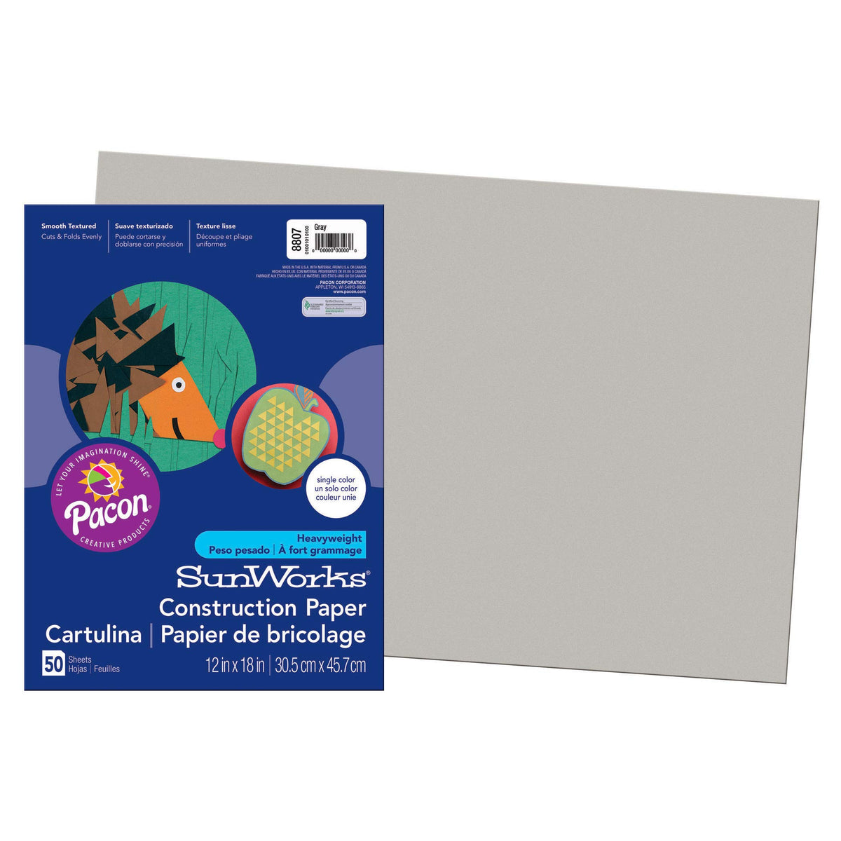 Prang Construction Paper by DIXON TICONDEROGA CO - PACON – 12 x 18 inches, Paper, Gray, Pack of 5, Model PAC8807-5