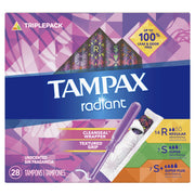 Tampons Trio Pack Regular/Super/Super Plus Absorbency by Tampax – 28 Count, Model Radiant