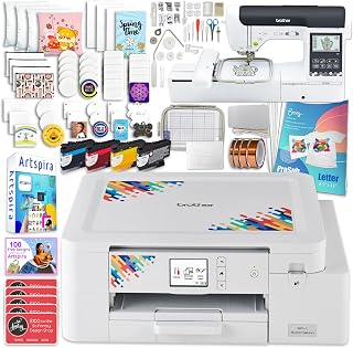Brother SP-1 Sublimation Printer Bundle with SE2000, Full Ink Set, 160 Sublimation Transfer Sheets, 50 Blanks, Tape and More