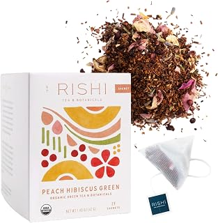 Rishi Tea Peach Hibiscus Green Japanese Organic Tea, 15ct