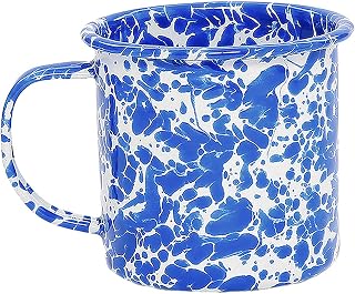 Crow Canyon Home Splatter Enamelware 16 oz Large Mug, Blue