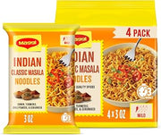 Maggi Indian Classic Masala Noodles 4-Pack | 3-minute Indian noodles; mildly spicy; vegetarian; halal; kosher; 4 pack