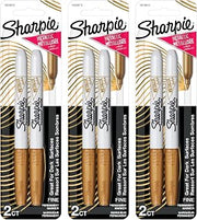 Sharpie Metallic Permanent Markers, Fine Point, Gold, 6 Markers