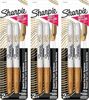 Sharpie Metallic Permanent Markers, Fine Point, Gold, 6 Markers