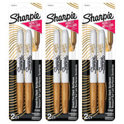 Metallic Permanent Markers by Sharpie – 1 Count (Pack of 6), Gold, Pack of 3, Model 18238132PK