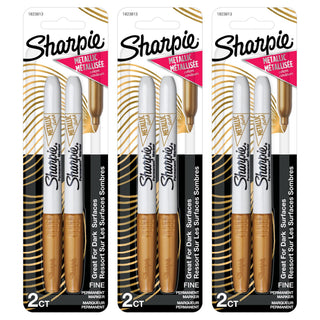 Metallic Permanent Markers by Sharpie – 1 Count (Pack of 6), Gold, Pack of 3, Model 18238132PK