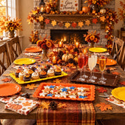 Meanplan Plastic Serving Trays, 14.4 x 9.3 Inches, Set of 12 in Fall Colors