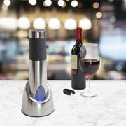Electric Rechargeable Wine Opener with Base and Foil Cutter by Vinturi – Rechargeable, Plastic, Silver, Model V9046
