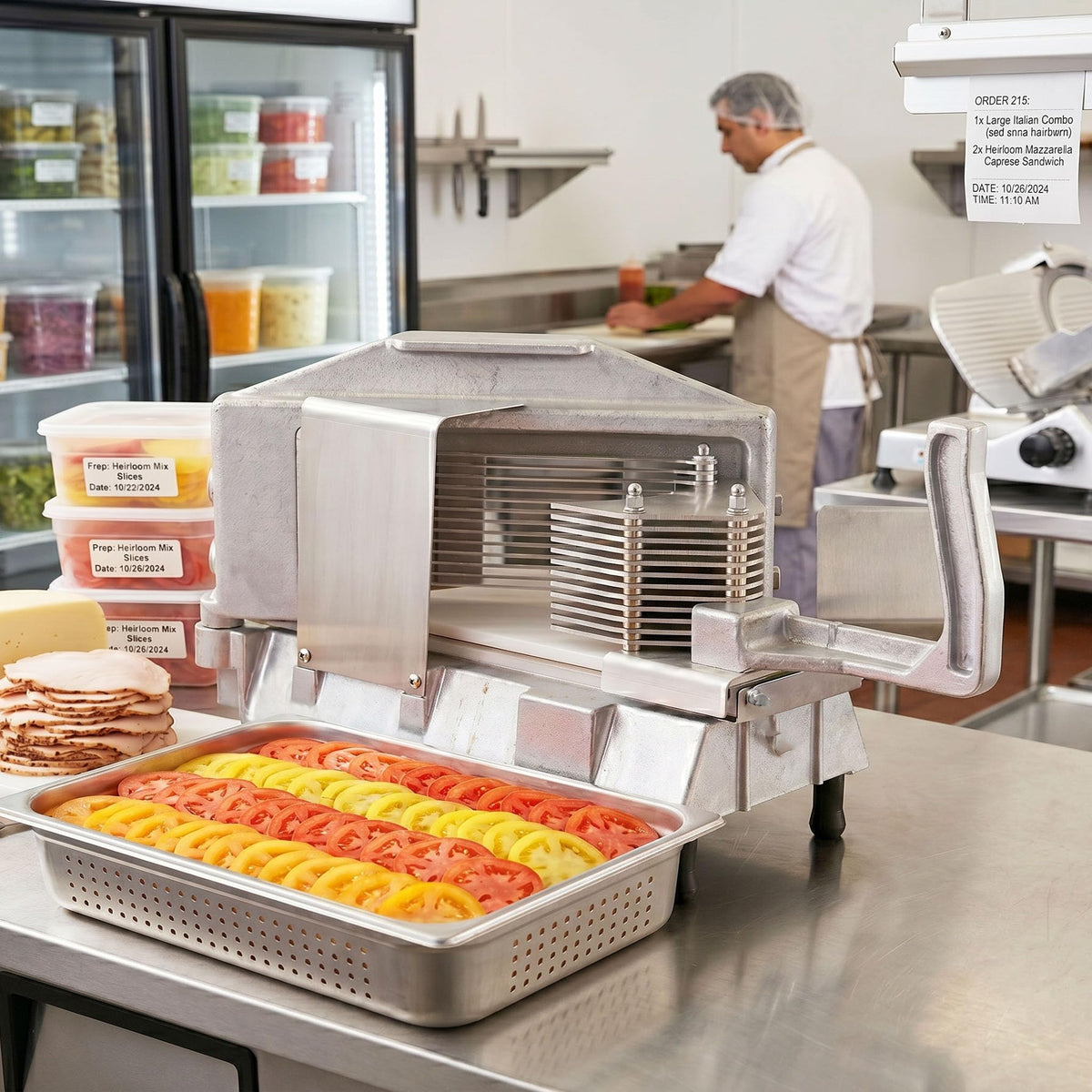 3/16-Inch Tomato Slicer by Global Solutions – 15.25 x 8.25 x 7.25 inches, Aluminum, Silver, Model GS4100-A