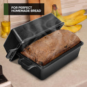 Cast Iron Bread Pan with Lid 9x5 Inch by Modern Innovations – 9x5 inches, 3.4 quarts, Cast Iron, Black