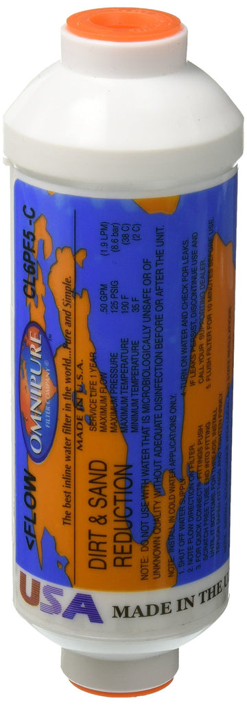CL6PF5-C Sediment Inline Water Filter by Omnipure – Single Unit, Plastic, White, Model OMNIPURE-CL6PF5-C