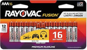 Rayovac 82416LTFUSK Fusion Advanced Alkaline Batteries, AAA, 16/Pack