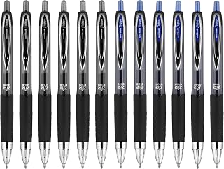Uni-Ball Signo 207 Retractable Gel Pens, Bold Point, 1.0mm, Black & Blue Ink, 12 Pack (6 Black, 6 Blue), Fraud-Resistant uni Super Ink, Quick-Dry, Refillable