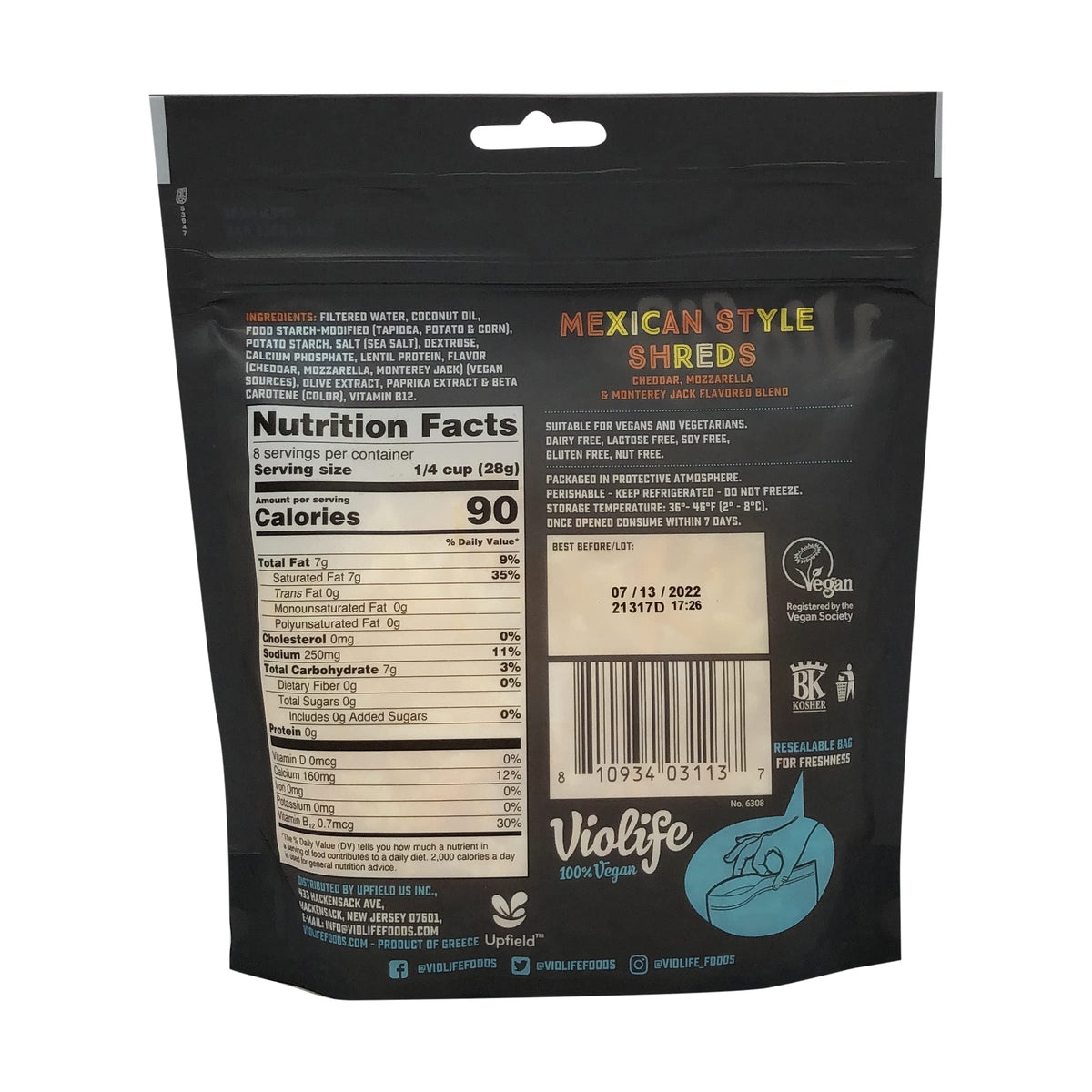 Cheese Plant Based Shred Mexican Style, 8 Ounce by Violife – 8 Ounce, Model 0810934031137