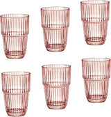 Bormioli Rocco Barshine 12.88 oz. Long Drink Stackable Tempered Drinking Glasses, Set of 6, Peach