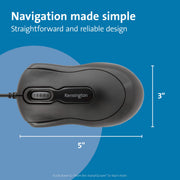 Mouse-in-a-Box Wired USB Mouse () by Kensington – 1 Count (Pack of 1), Plastic, Black, Model K72356US