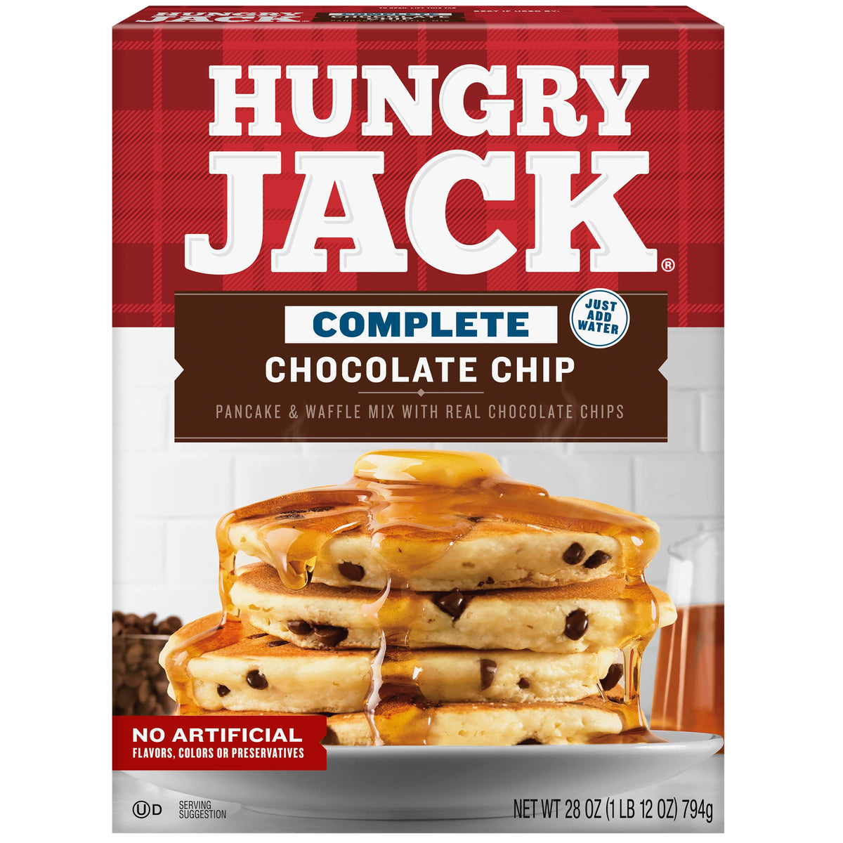 Complete Chocolate Chip Pancake & Waffle Mix 28 oz by Hungry Jack – 28 Ounce (Pack of 1), Model 231-03-0008