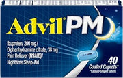 Advil PM Caplets, Ibuprofen 200mg, Sleep Aid, 40 Count