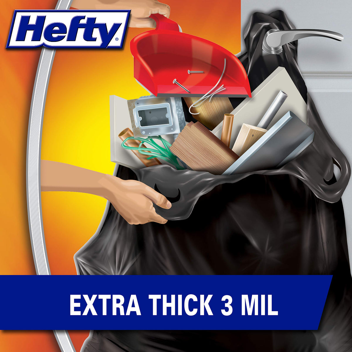Load and Carry Contractor 42 Gallon Trash Bags by Hefty – 26 Count (Pack of 1), 42.0 gallons, Polyethylene, Black, Model E24536