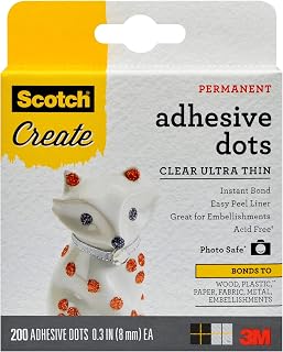 Scotch Adhesive Ultra Thin Dots, Clear, 200 Count, Great for Card Making and Scrapbooking (010-200UT-CFT)